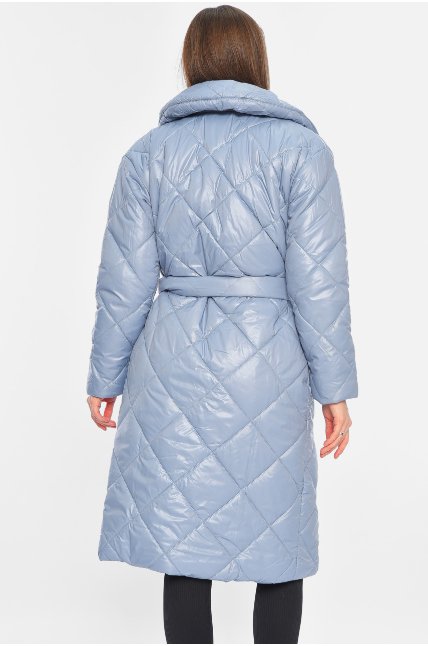 Куртка жіноча подовжена демісезонна блакитного кольору 327 196379