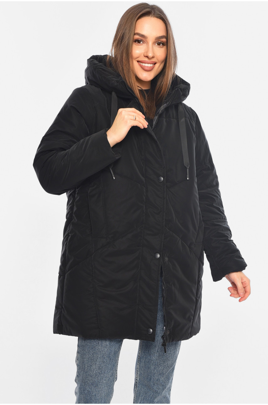 Куртка жіноча демісезонна чорного кольору 329 196386