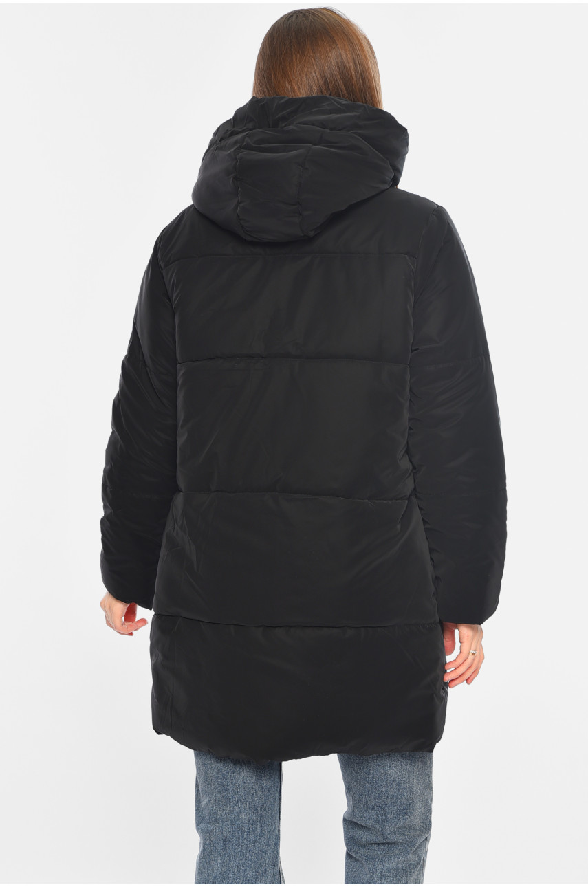 Куртка жіноча демісезонна чорного кольору 329 196386 Куртка жіноча демісезонна чорного кольору 329 196386