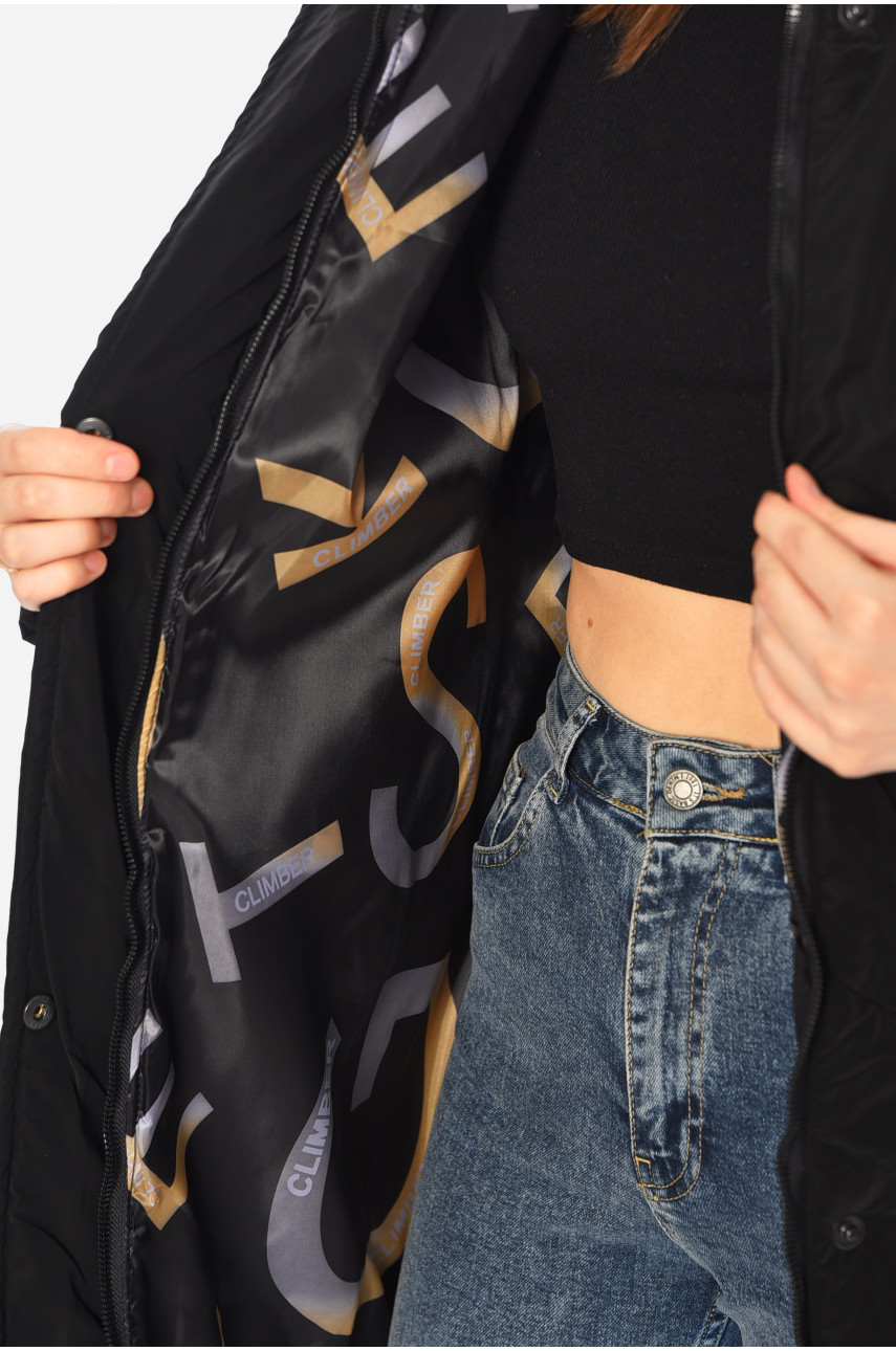 Куртка жіноча демісезонна чорного кольору 329 196386 Куртка жіноча демісезонна чорного кольору 329 196386