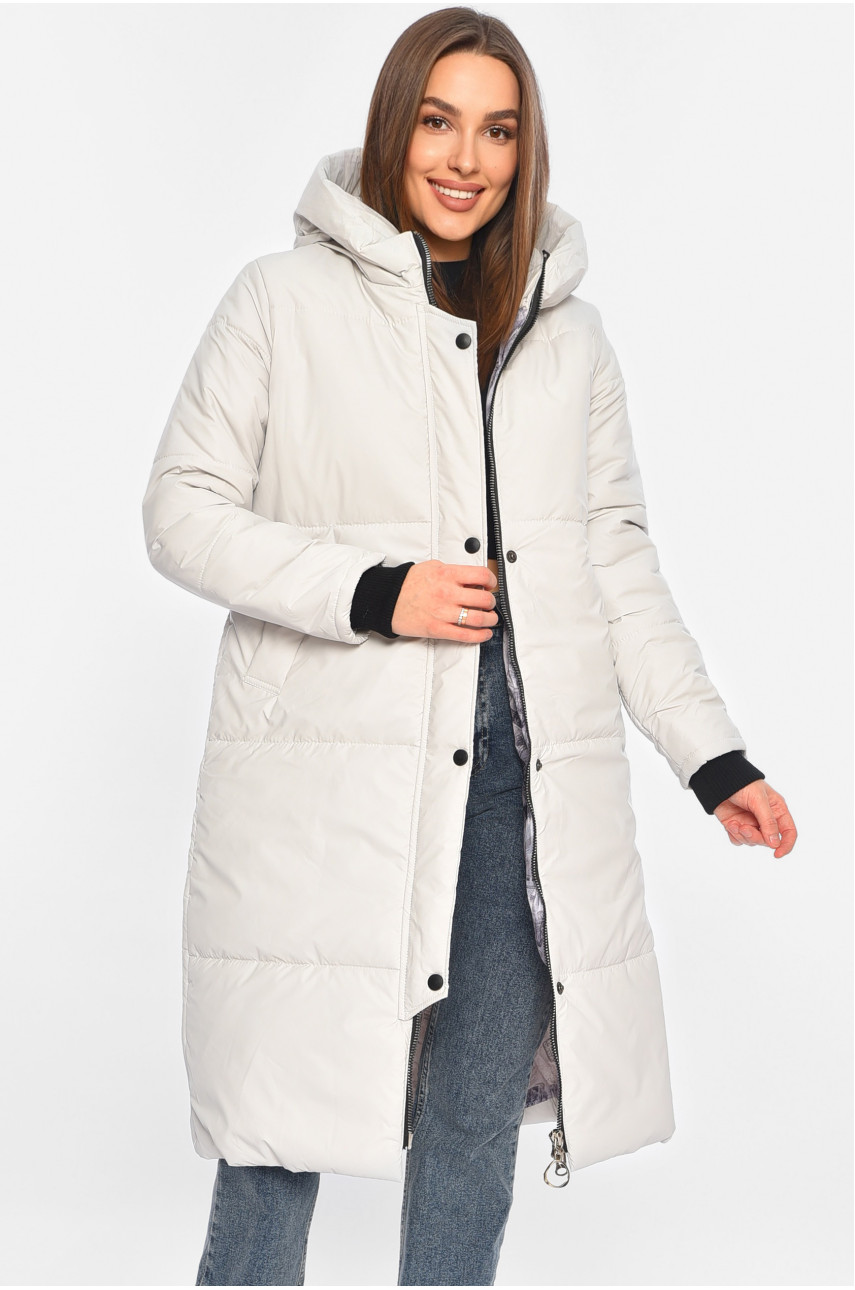 Куртка жіноча подовжена демісезонна білого кольору 322 196387