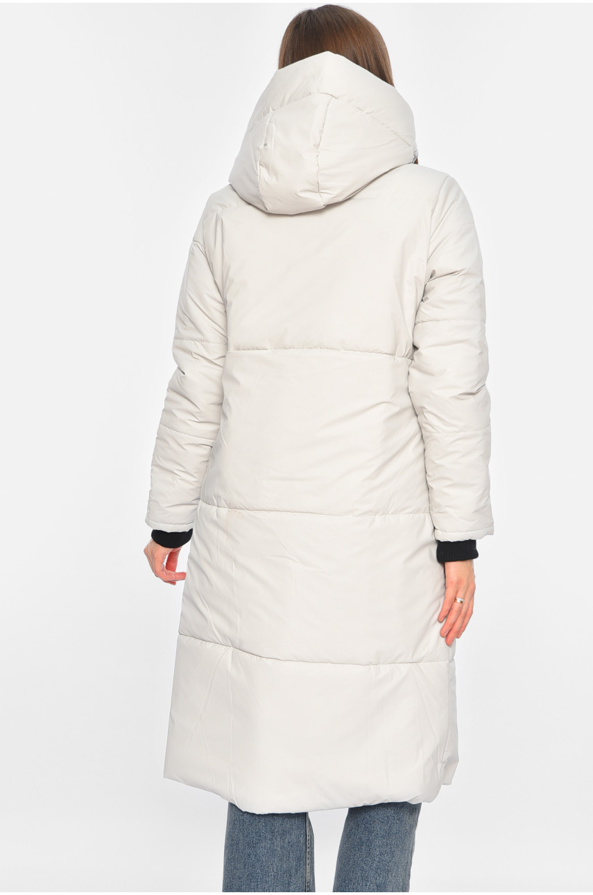 Куртка жіноча подовжена демісезонна білого кольору 322 196387