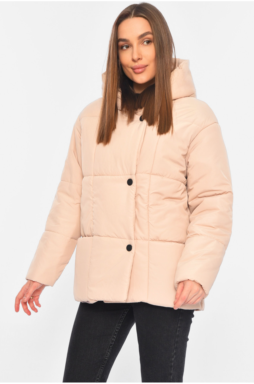 Куртка жіноча демісезонна світло-бежевого кольору 268-1 196388