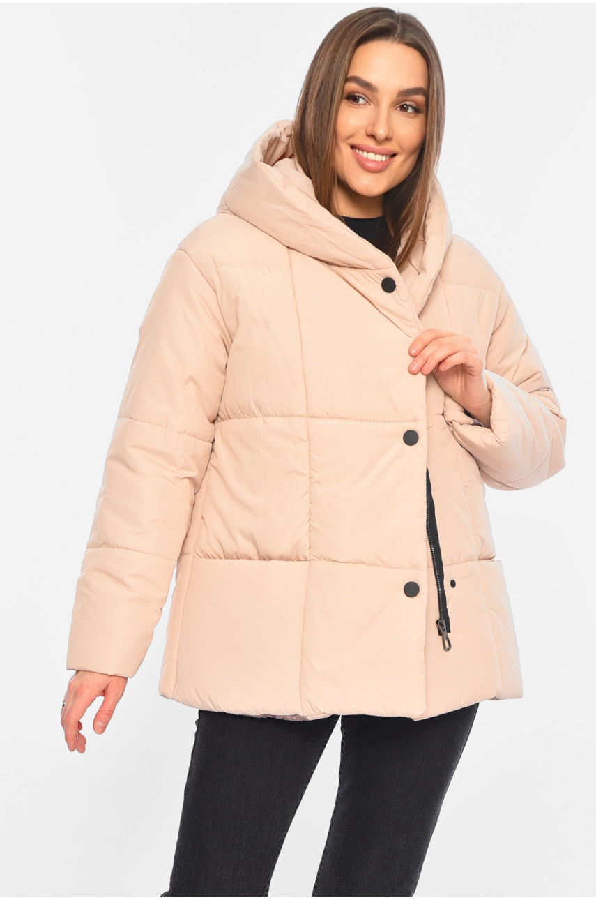 Куртка жіноча демісезонна світло-бежевого кольору 268-1 196388