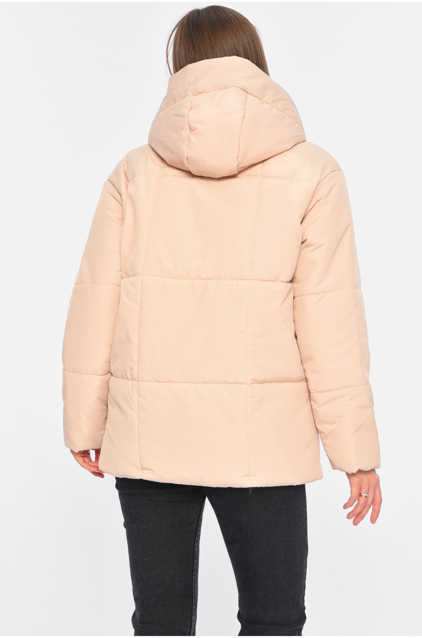 Куртка жіноча демісезонна світло-бежевого кольору 268-1 196388