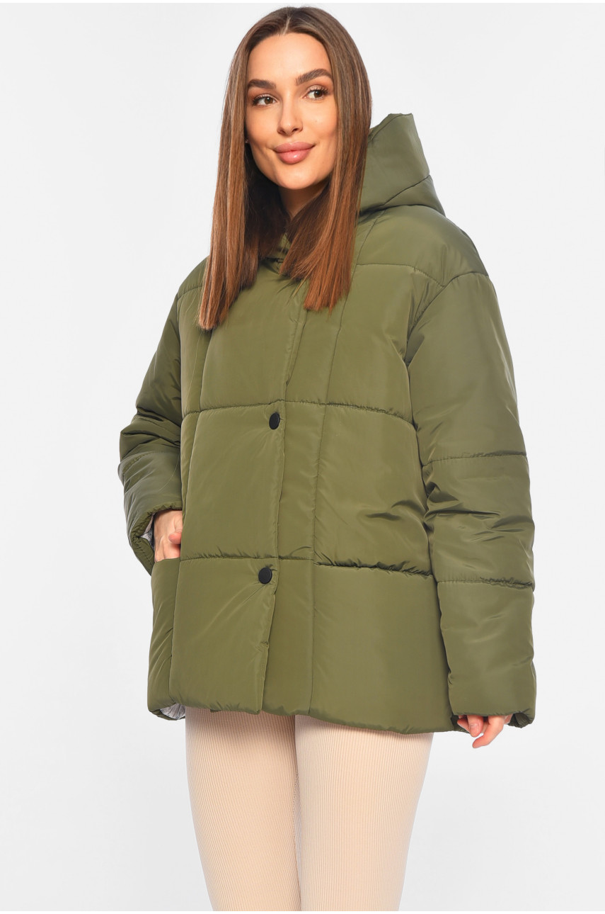 Куртка жіноча демісезонна кольору хакі 268-1 196409