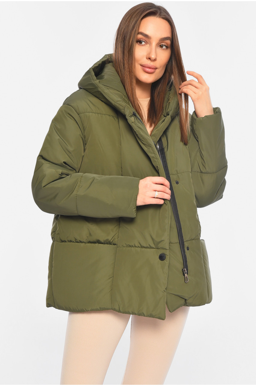 Куртка жіноча демісезонна кольору хакі 268-1 196409