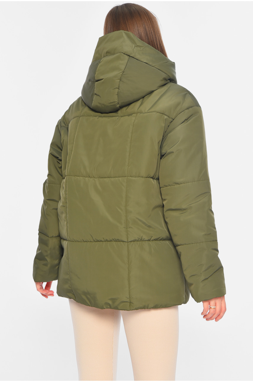 Куртка жіноча демісезонна кольору хакі 268-1 196409