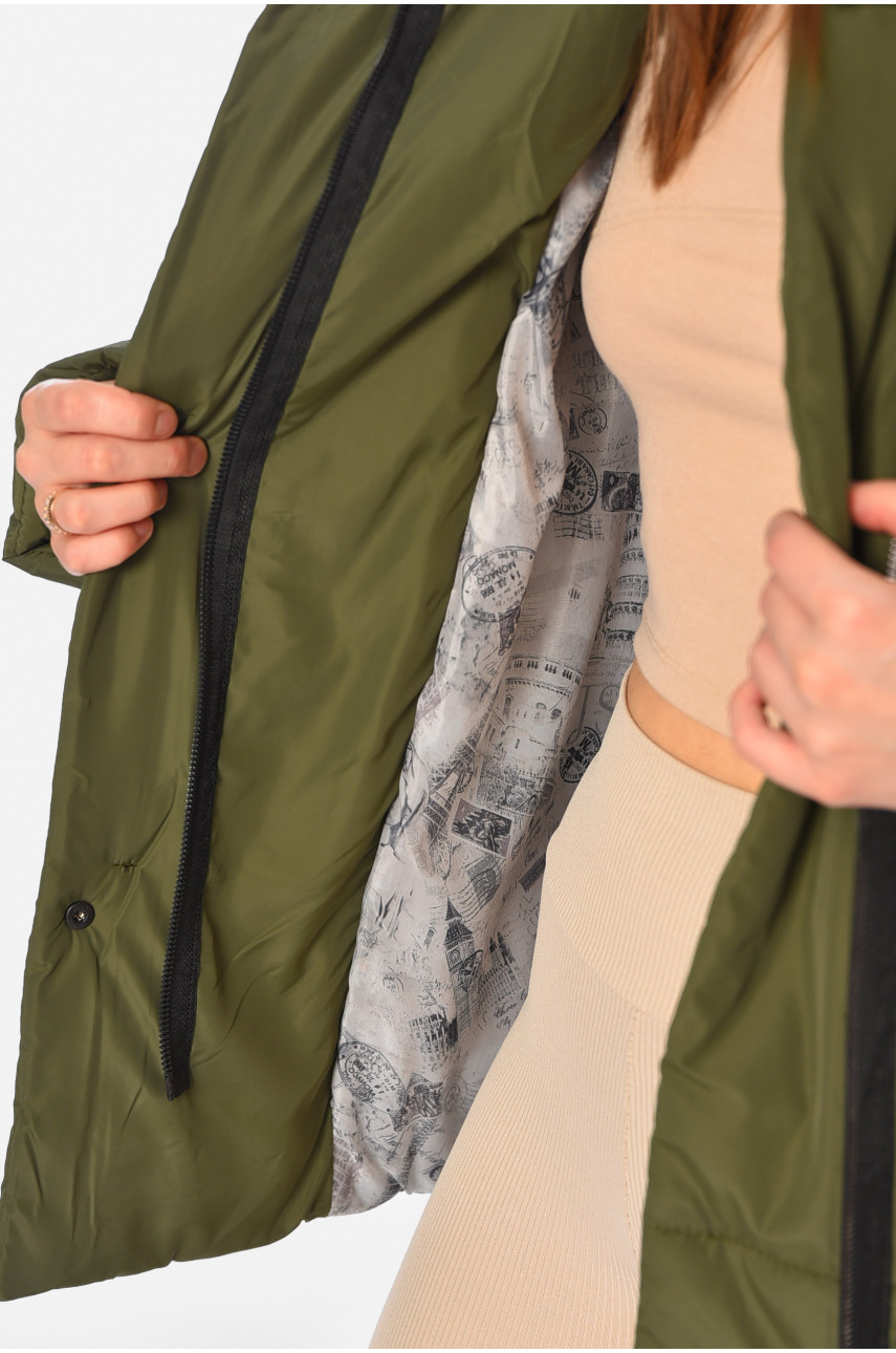 Куртка жіноча демісезонна кольору хакі 268-1 196409
