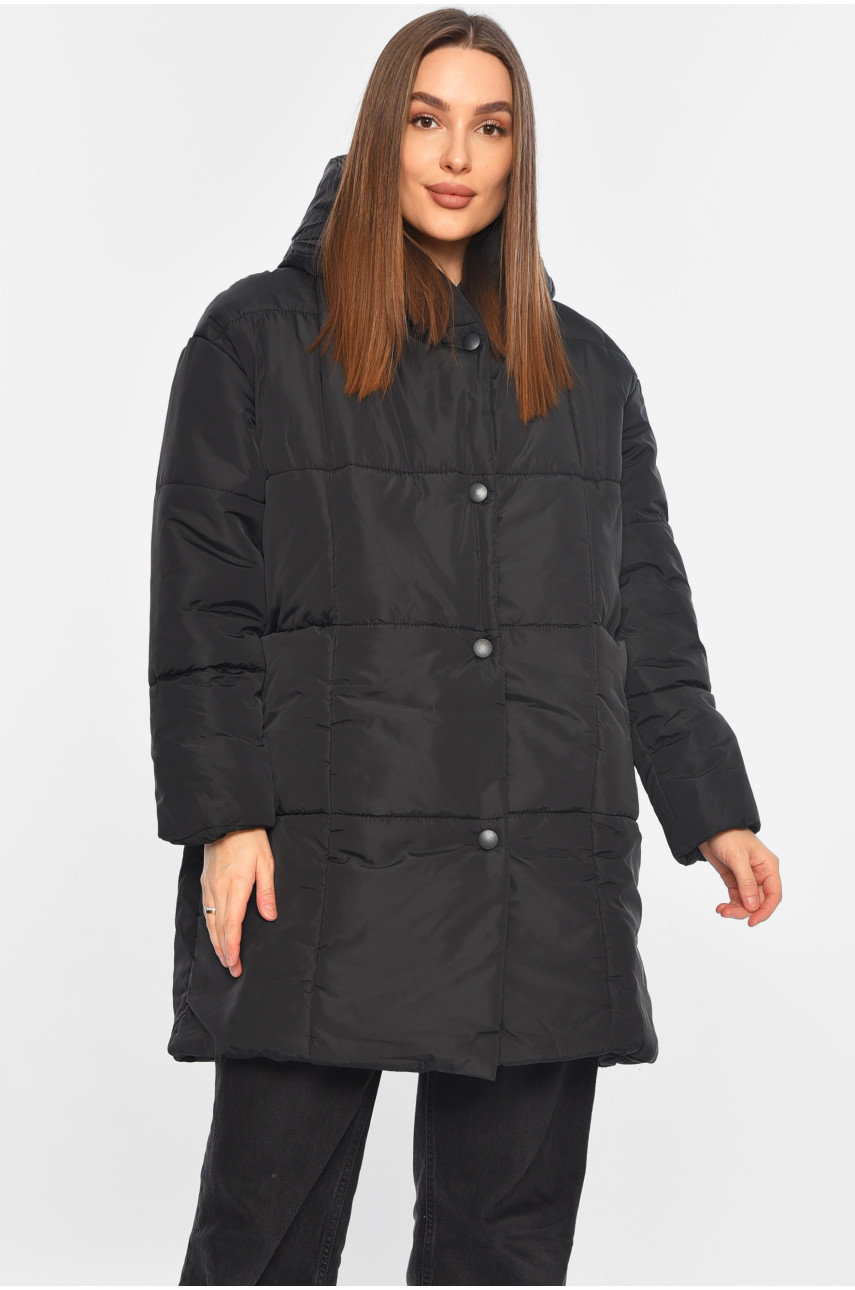 Куртка жіноча демісезонна чорного кольору 341-1 196415