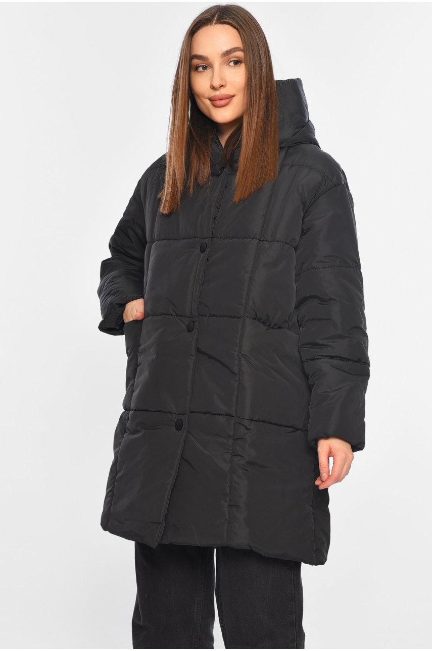 Куртка жіноча демісезонна чорного кольору 341-1 196415