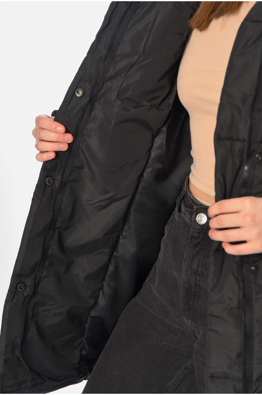 Куртка жіноча демісезонна чорного кольору 341-1 196415