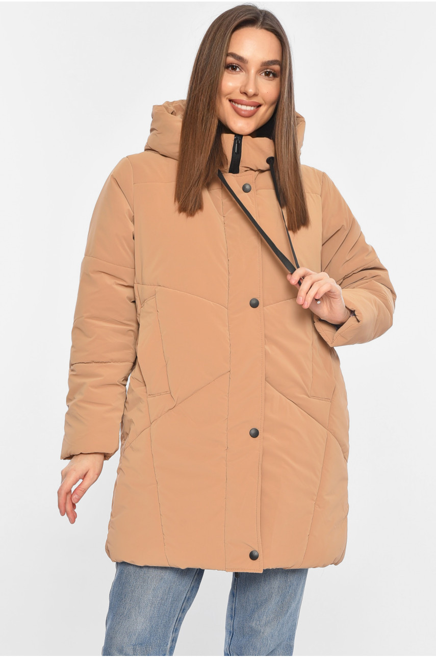 Куртка жіноча демісезонна темно-бежевого кольору 329 196418