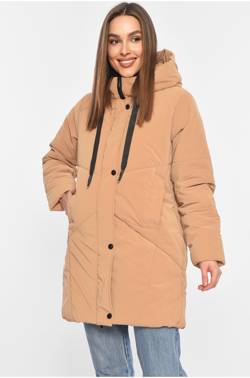 Куртка жіноча демісезонна темно-бежевого кольору 329 196418
