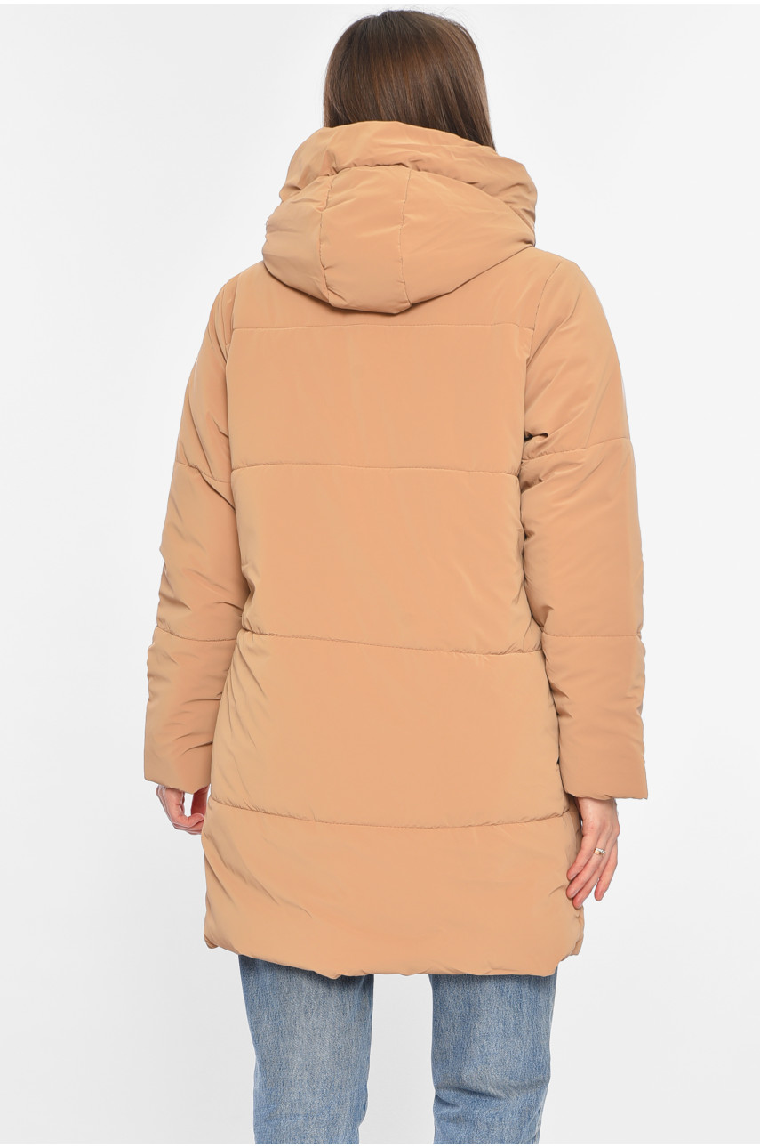 Куртка жіноча демісезонна темно-бежевого кольору 329 196418