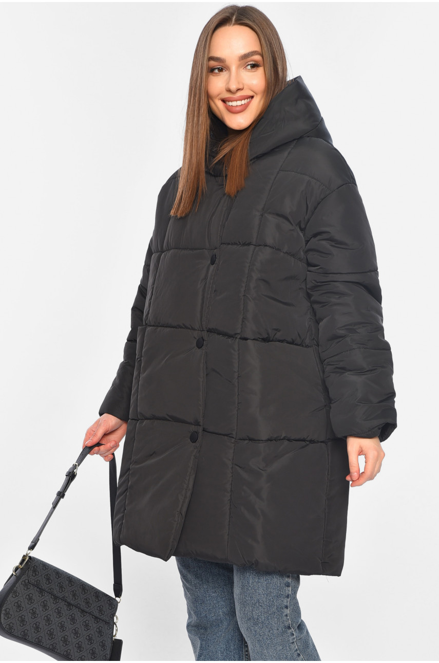 Куртка жіноча демісезонна чорного кольору 341-1 196419