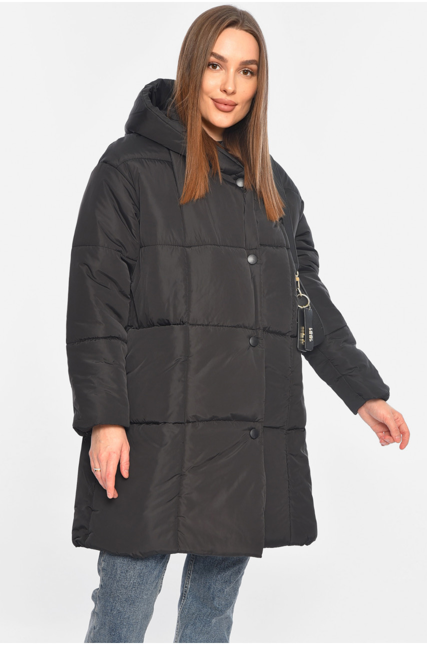 Куртка жіноча демісезонна чорного кольору 341-1 196419