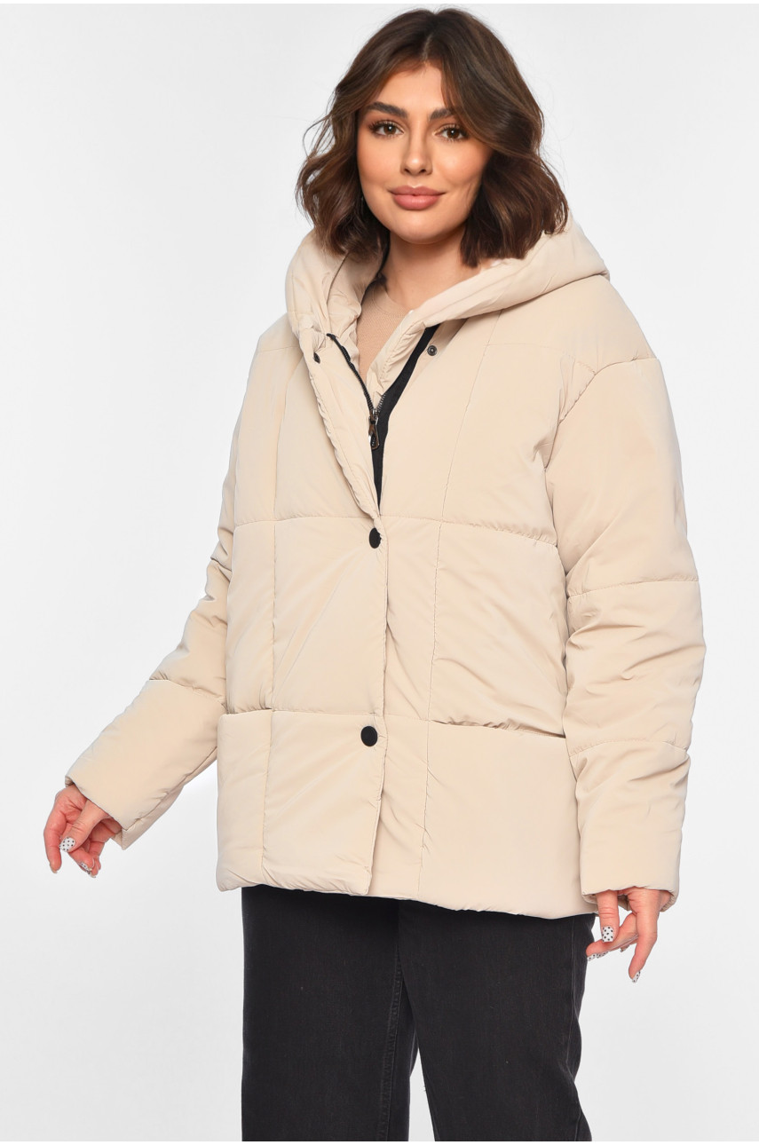 Куртка жіноча демісезонна світло-бежевого кольору 268 196422