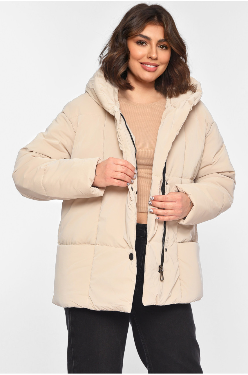 Куртка жіноча демісезонна світло-бежевого кольору 268 196422