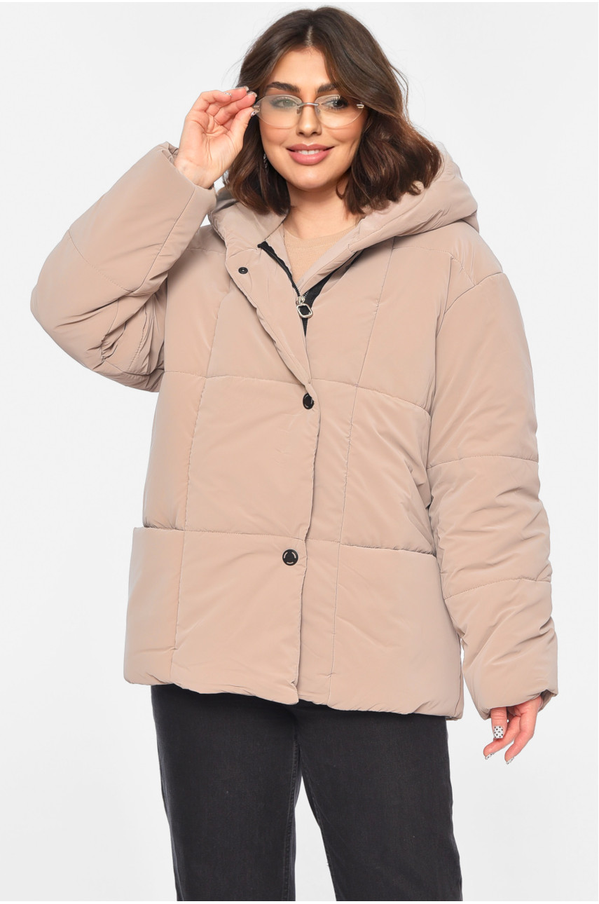 Куртка жіноча демісезонна темно-бежевого кольору 268 196424