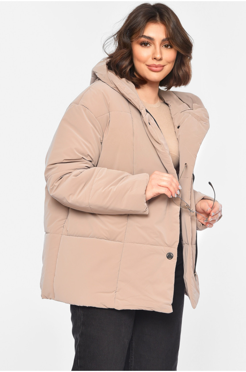 Куртка жіноча демісезонна темно-бежевого кольору 268 196424