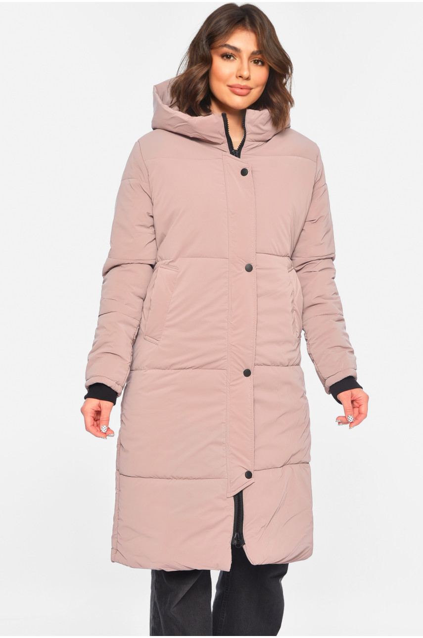 Куртка жіноча подовжена демісезонна рожевого кольору 322 196426
