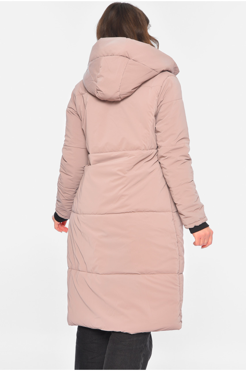Куртка жіноча подовжена демісезонна рожевого кольору 322 196426
