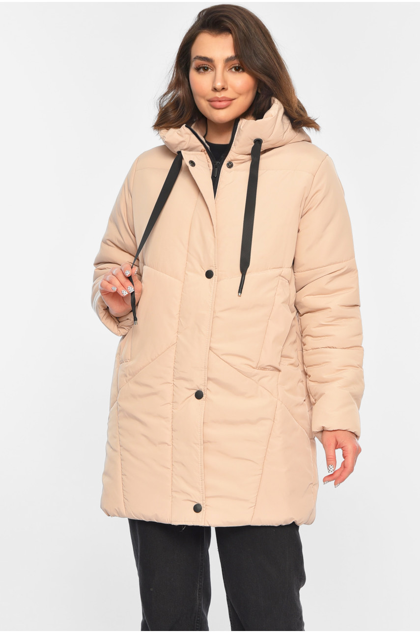Куртка жіноча демісезонна світло-бежевого кольору 329-1 196443