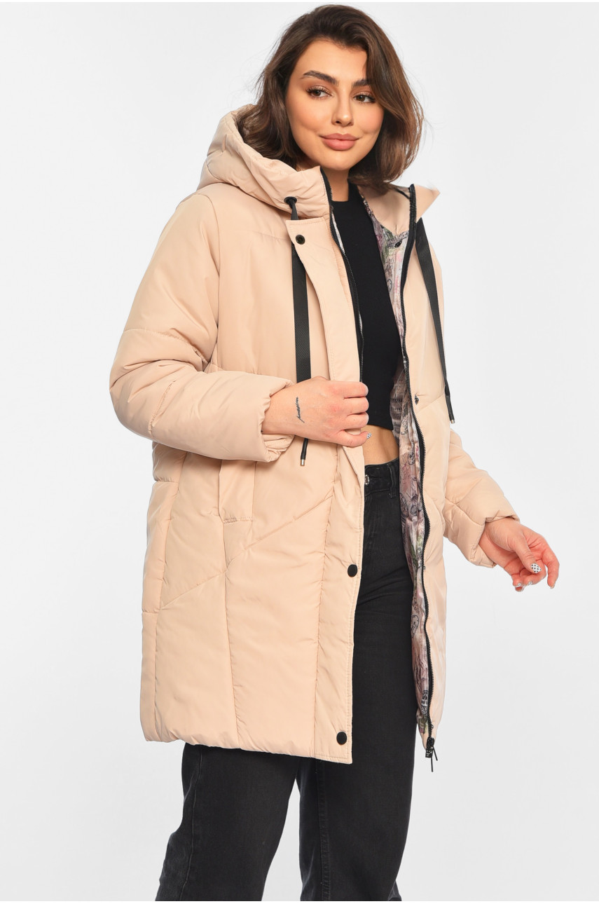 Куртка жіноча демісезонна світло-бежевого кольору 329-1 196443