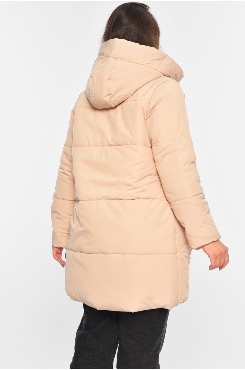 Куртка жіноча демісезонна світло-бежевого кольору 329-1 196443