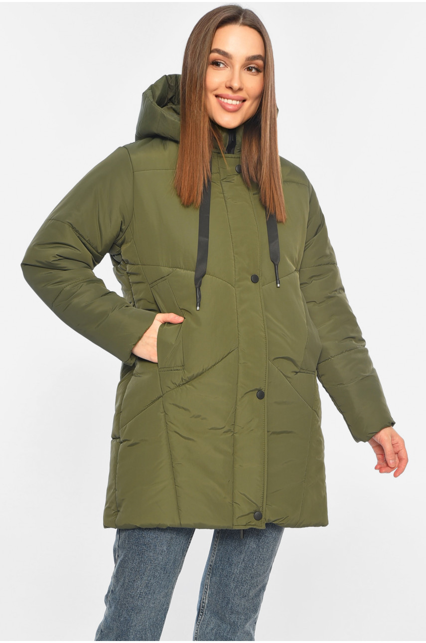 Куртка жіноча демісезонна зеленого кольору 329-1 196444