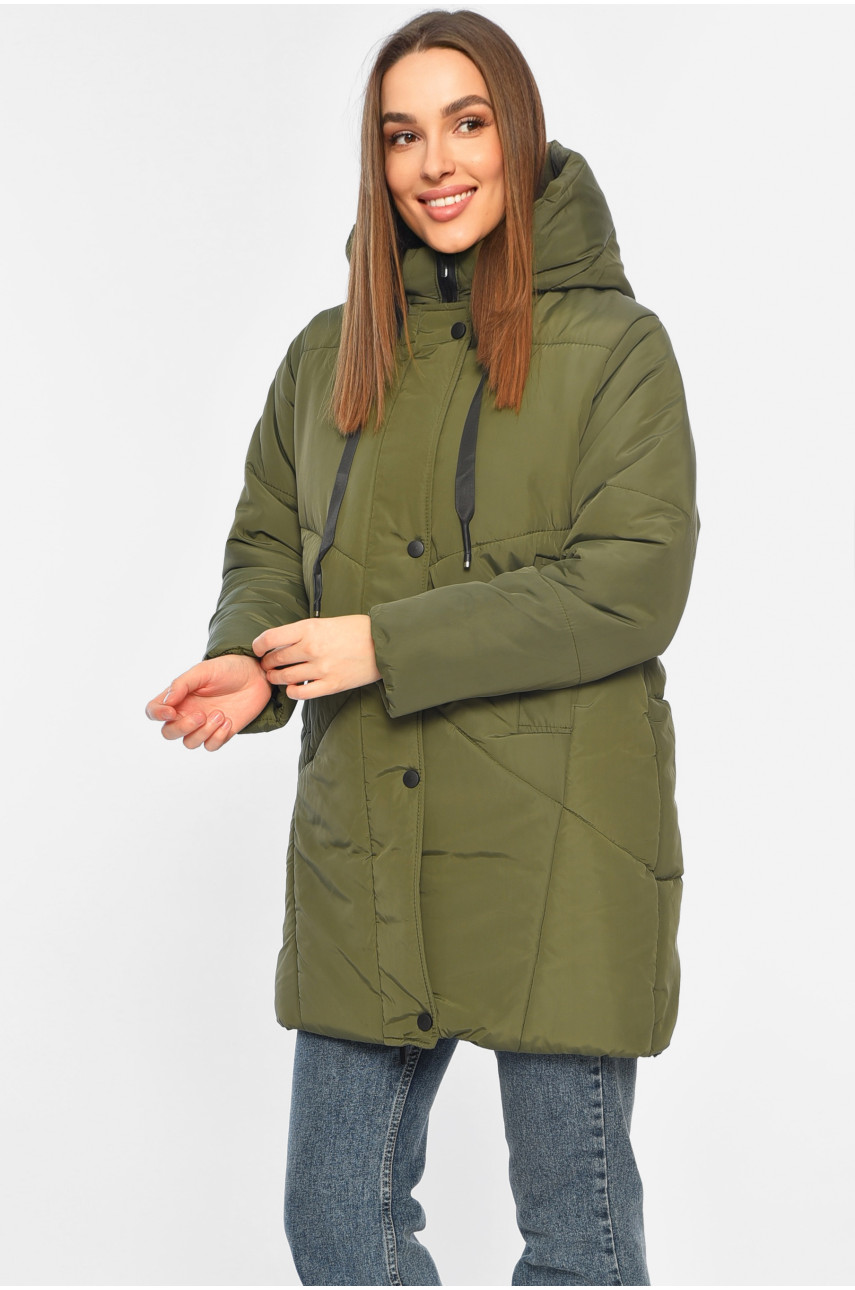 Куртка жіноча демісезонна зеленого кольору 329-1 196444
