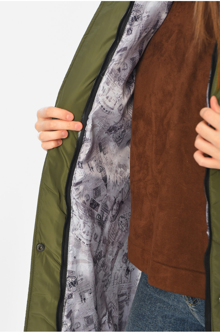 Куртка жіноча демісезонна зеленого кольору 329-1 196444