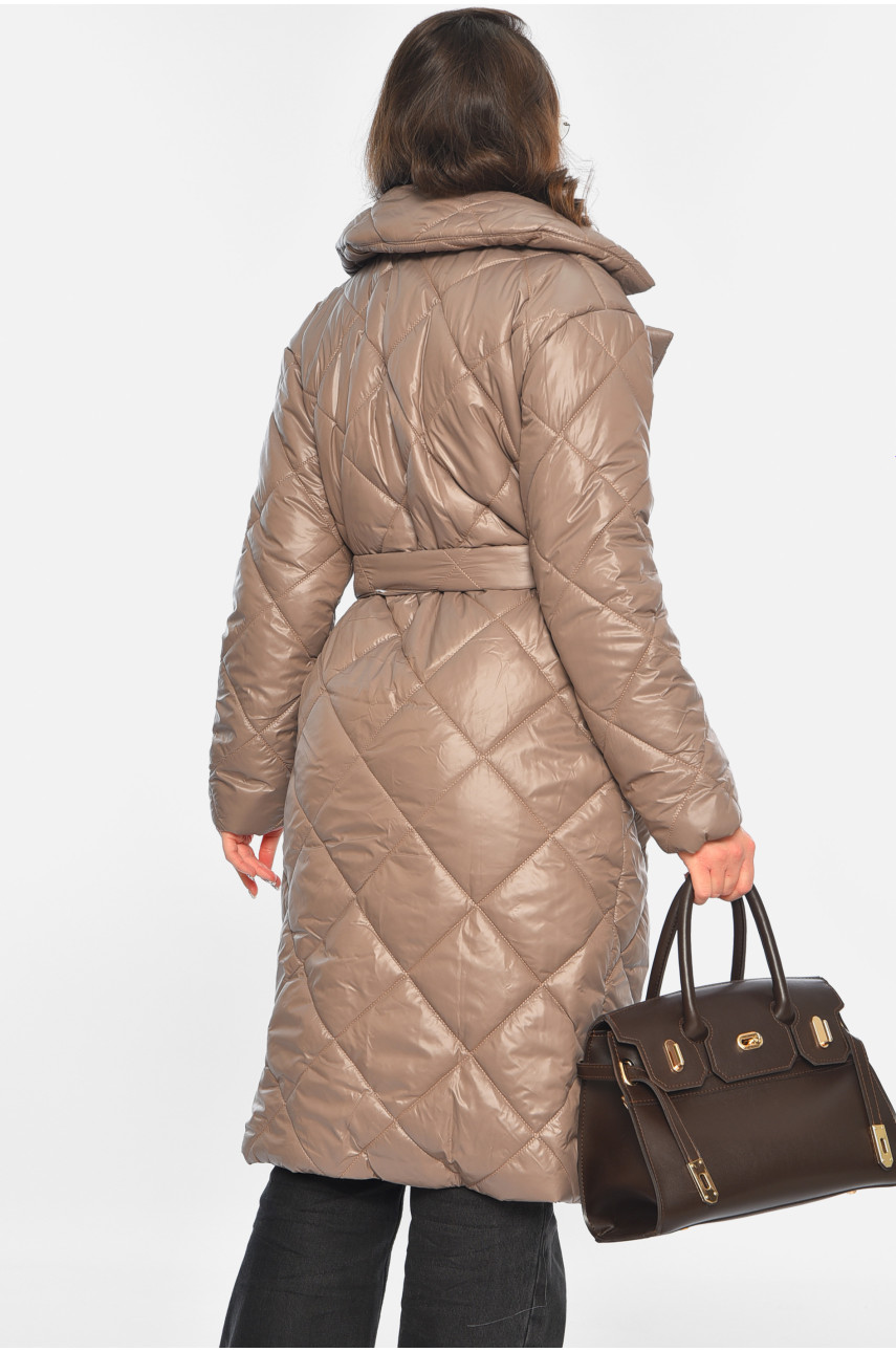 Куртка жіноча подовжена демісезонна кольору мокко 327 196445 Куртка жіноча подовжена демісезонна кольору мокко 327 196445
