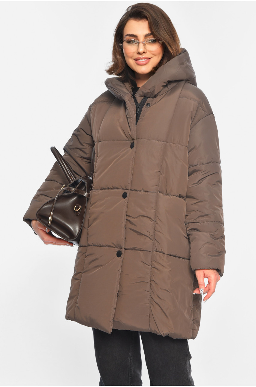 Куртка жіноча демісезонна шоколадного кольору 341-1 196451
