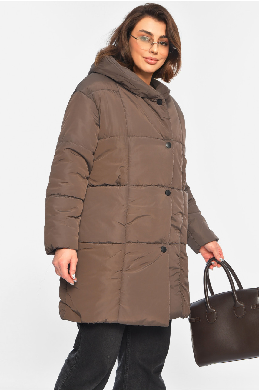 Куртка жіноча демісезонна шоколадного кольору 341-1 196451