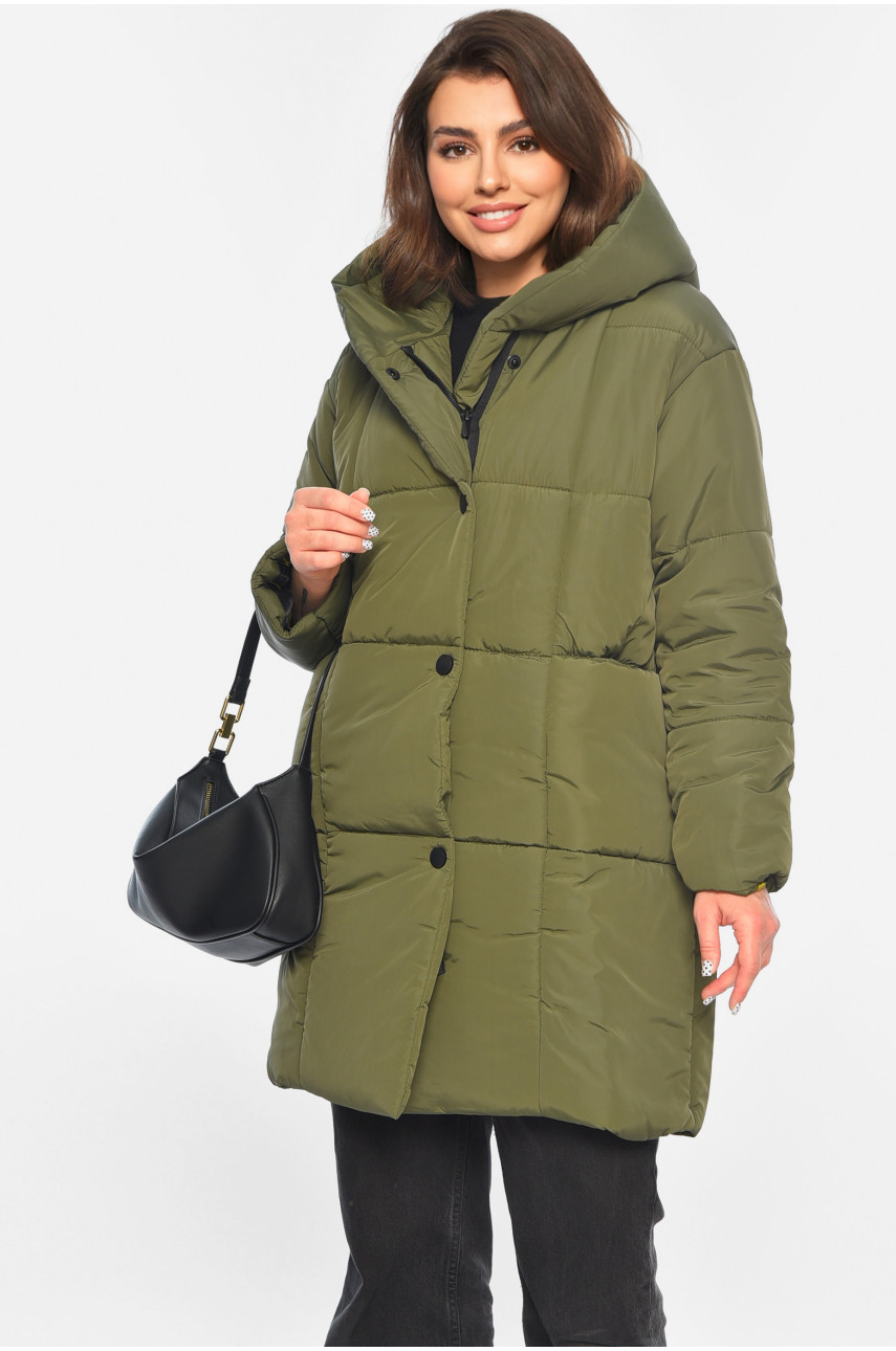 Куртка жіноча демісезонна зеленого кольору 341-1 196452
