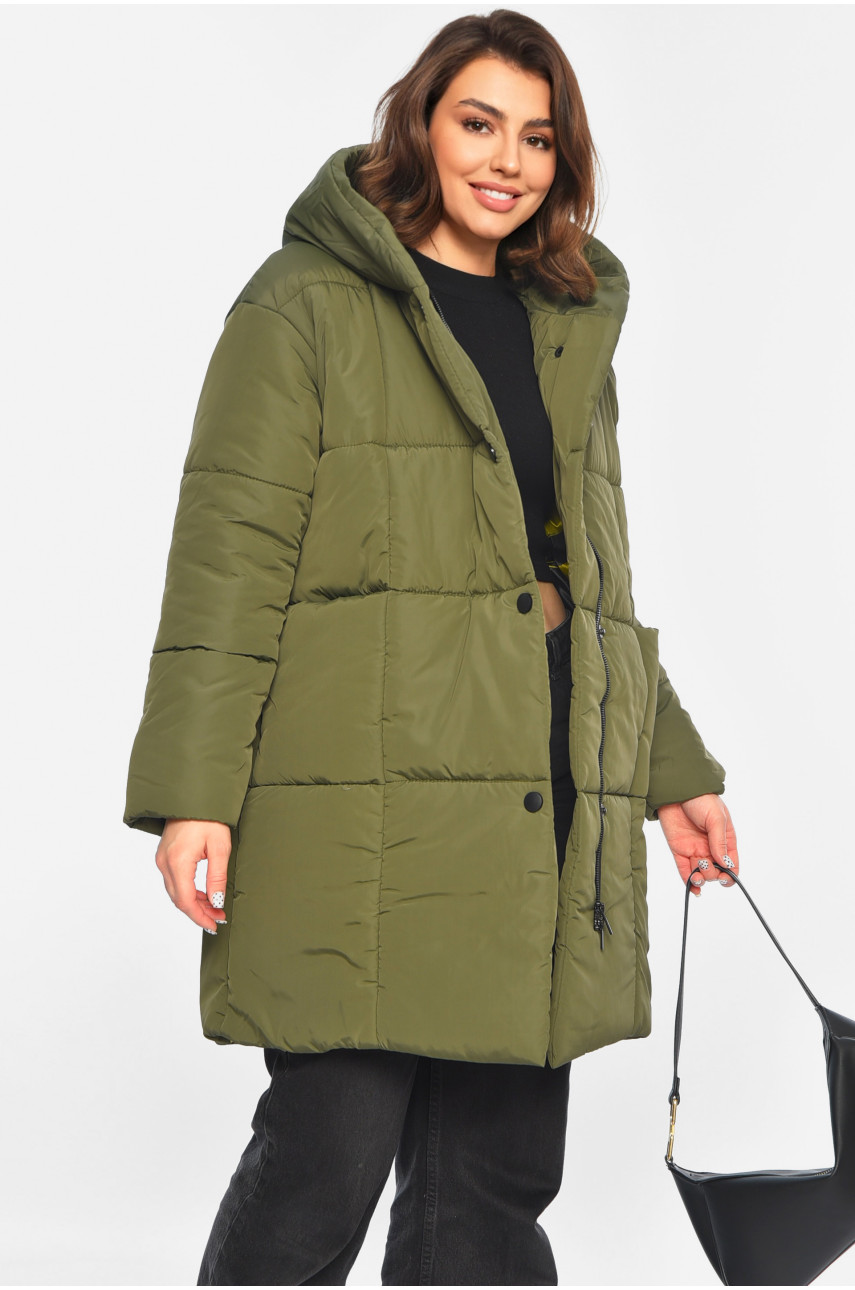 Куртка жіноча демісезонна зеленого кольору 341-1 196452