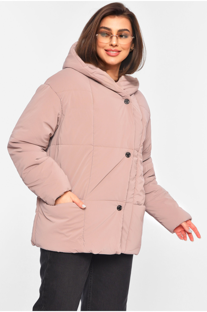 Куртка жіноча демісезонна темно-рожевого кольору 268 196467
