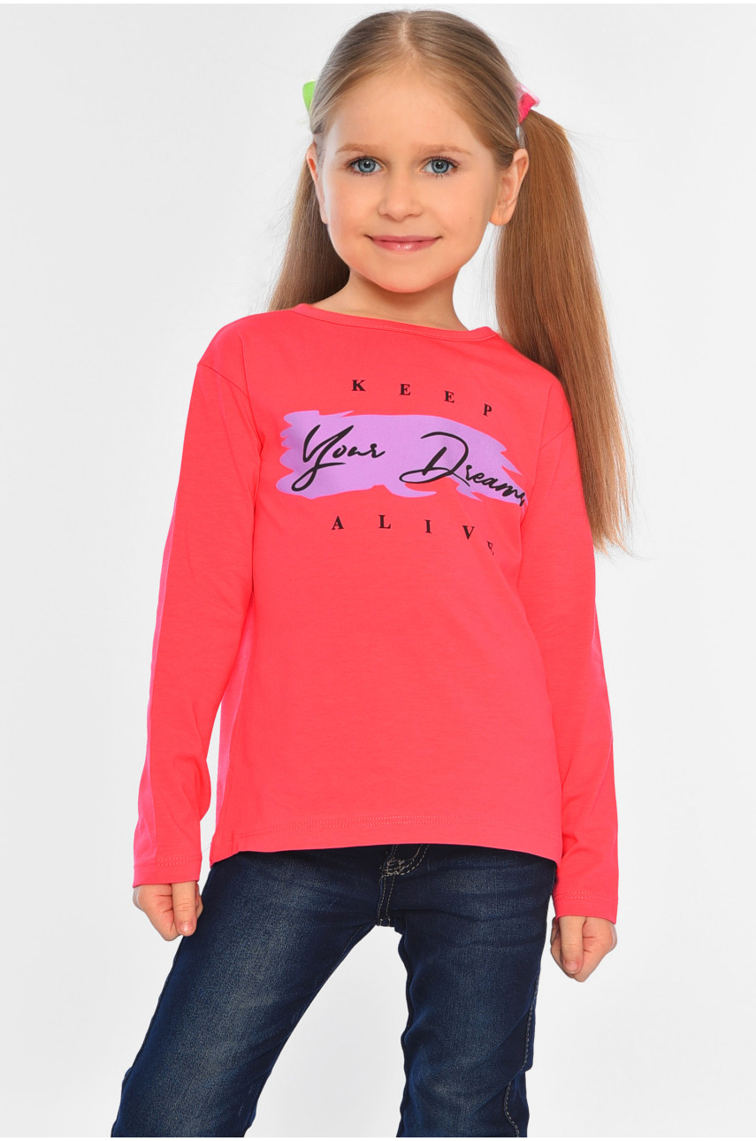 Лонгслив детский для девочки кораллового цвета 7702-3 196526