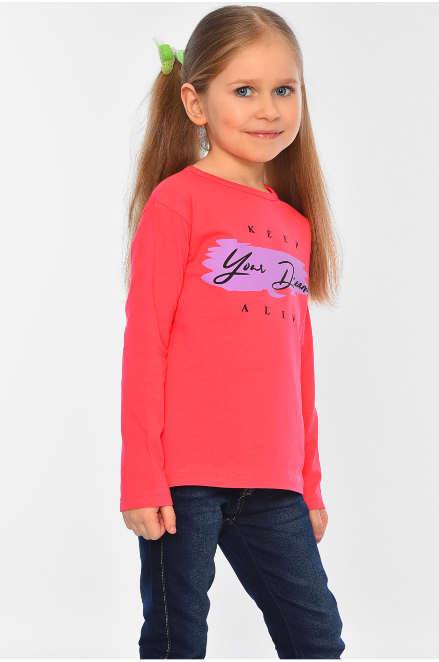 Лонгслив детский для девочки кораллового цвета 7702-3 196526
