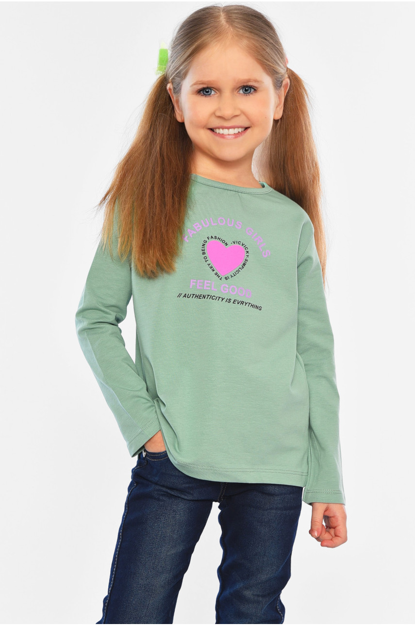 Лонгслив детский для девочки мятного цвета 7702-2 196527