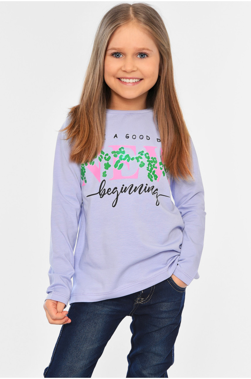 Лонгслив детский для девочки лавандового цвета 7702-1 196529