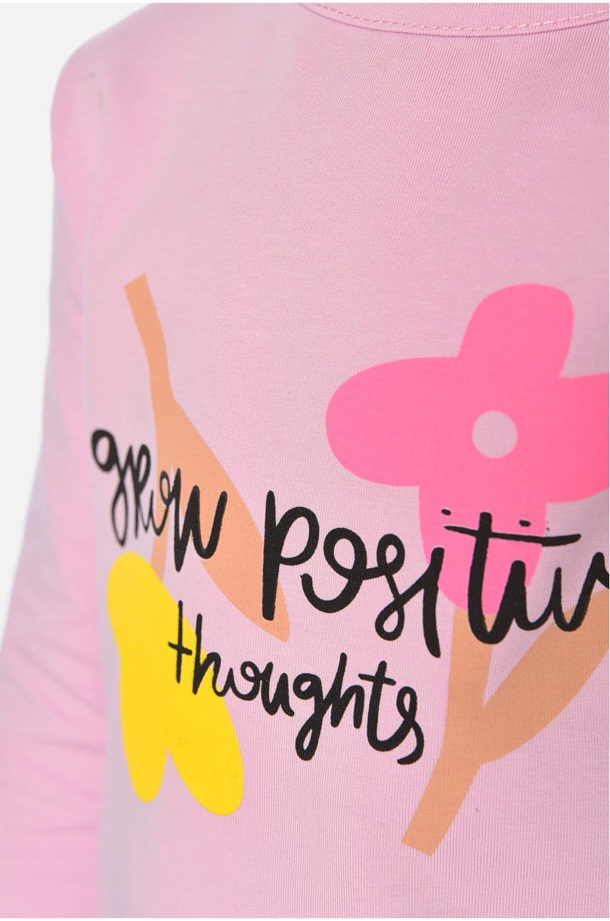 Лонгслів дитячий для дівчинки рожевого кольору 7702-3 196530