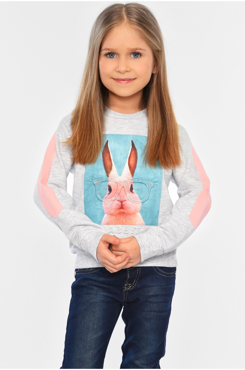 Свитшот детский для девочки светло-серого цвета 9202 196532