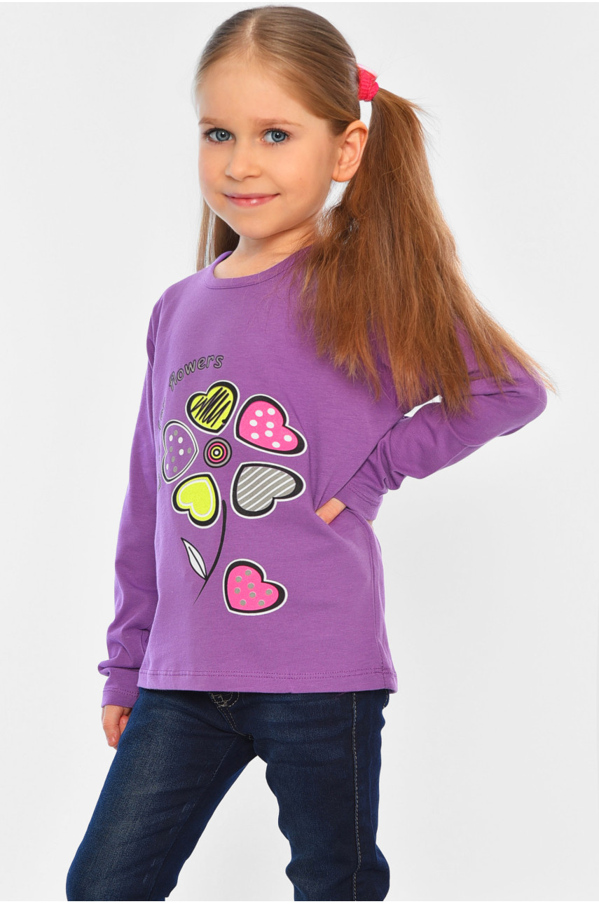 Лонгслив детский для девочки фиолетового цвета м04 196540