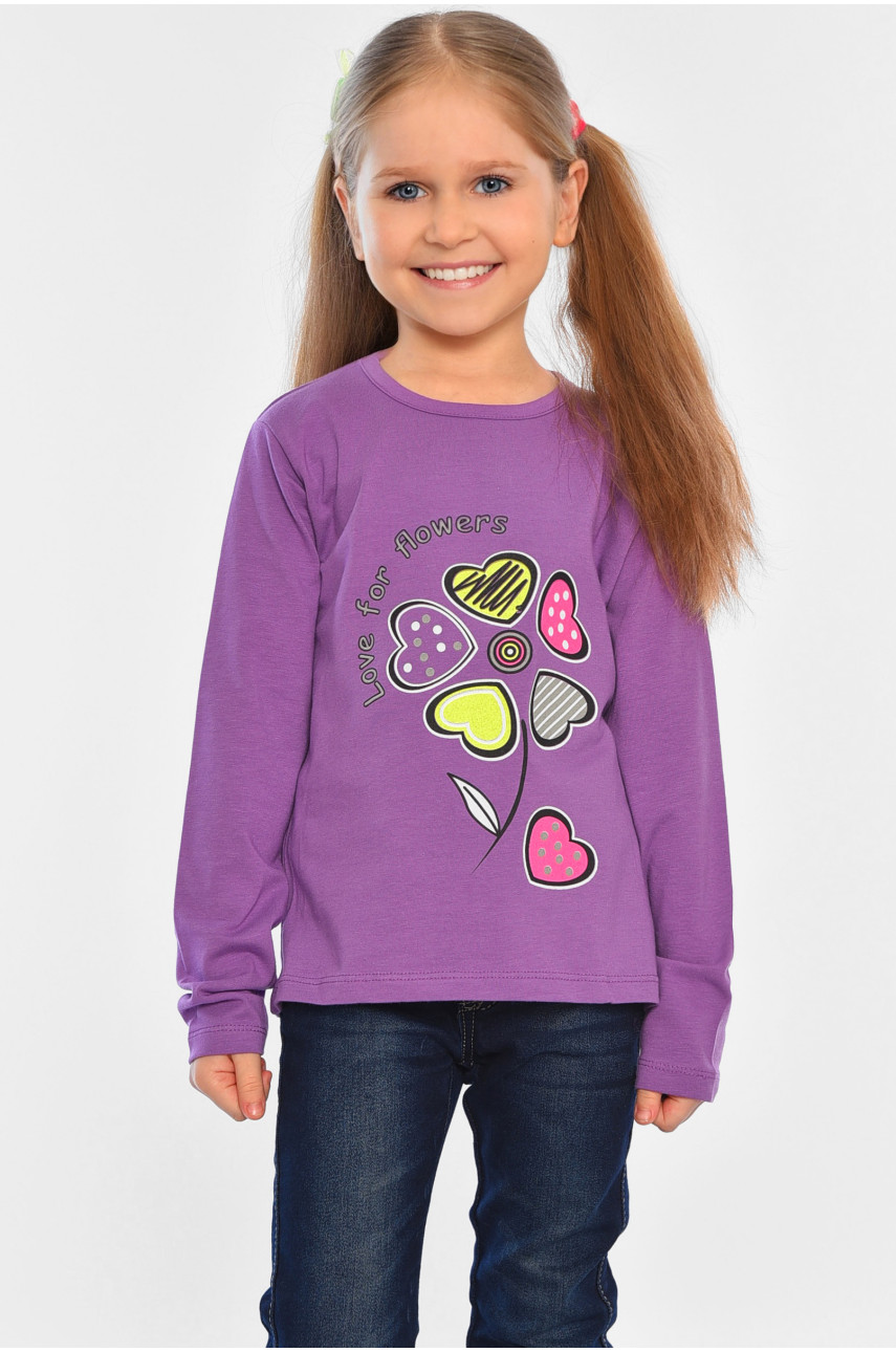 Лонгслив детский для девочки фиолетового цвета м04 196540