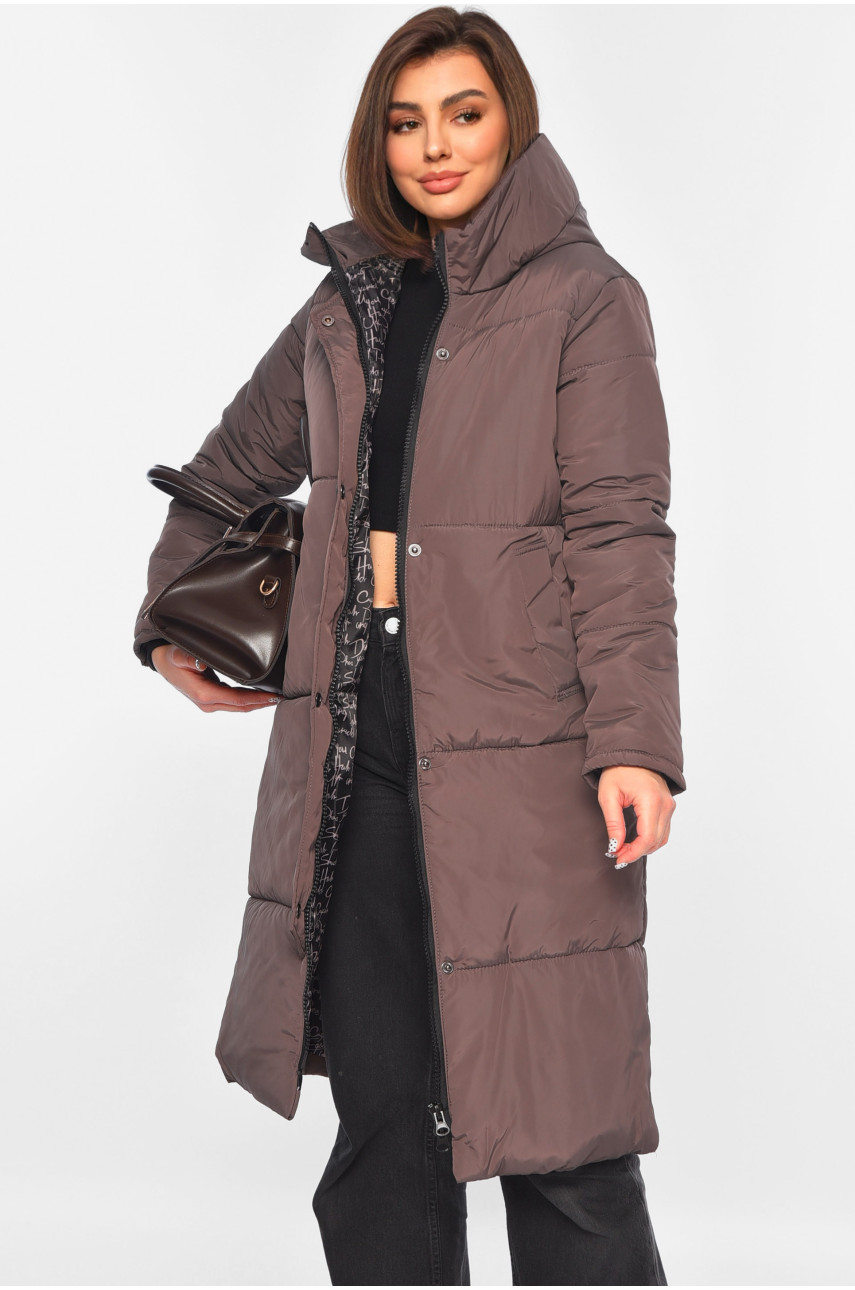 Куртка жіноча подовжена демісезонна темно-фіолетового кольору 322-1 196550 Куртка жіноча подовжена демісезонна темно-фіолетового кольору 322-1 196550