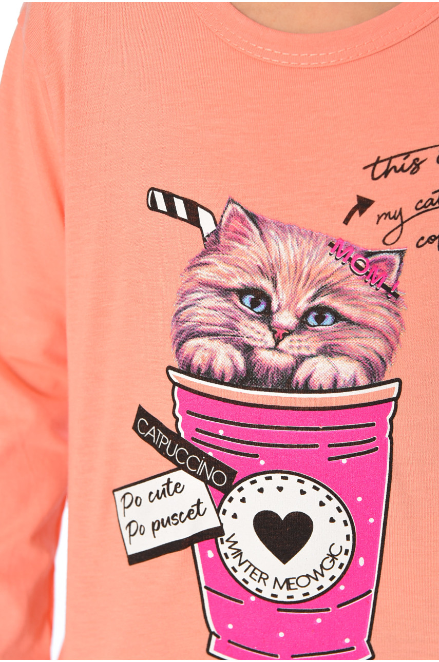 Лонгслив детский для девочки персикового цвета м03 196552