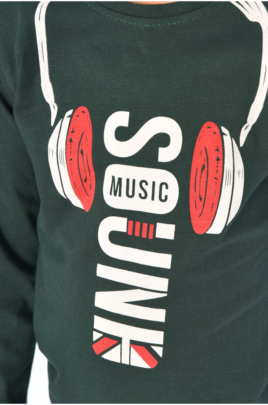 Лонгслів дитячий для хлопчика темно-зеленого кольору м7030 196567 Лонгслів дитячий для хлопчика темно-зеленого кольору м7030 196567